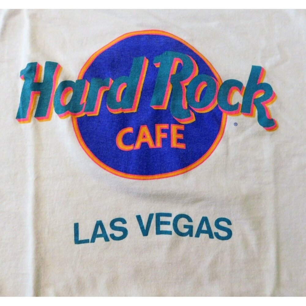 Hard Rock Cafe Las Vegas T-Shirt XL White Vintage 1990s Short Sleeve Cotton - Picture 3 of 5